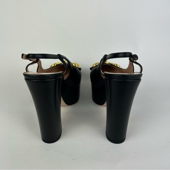 Gucci Horsebit Baby Platform Slingback Black Pumps Heels Size 40 - Picture 5 of 12